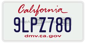 9LPZ780 license plate in California