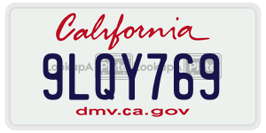 9LQY769 license plate in California