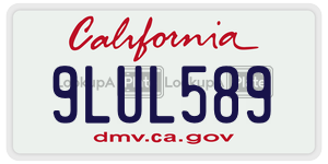 9LUL589 license plate in California