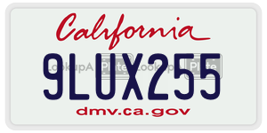 9LUX255 license plate in California
