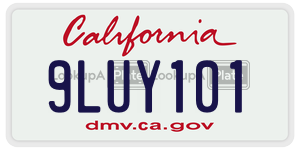 9LUY101 license plate in California