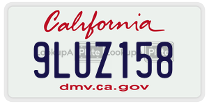 9LUZ158 license plate in California