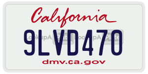 9LVD470 license plate in California