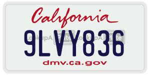 9LVY836  license plate in CA