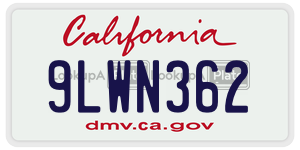 9LWN362  license plate in CA