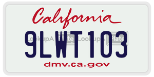 9LWT103 license plate in California