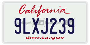 9LXJ239  license plate in CA