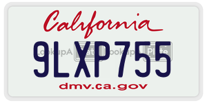 9LXP755 license plate in California