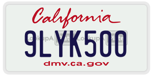 9LYK500  license plate in CA