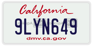 9LYN649  license plate in CA