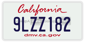 9LZZ182 license plate in California