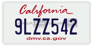 9LZZ542  license plate in CA
