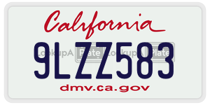 9LZZ583 license plate in California