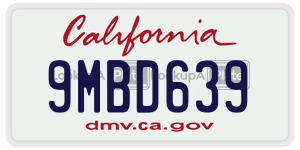 9MBD639 license plate in California