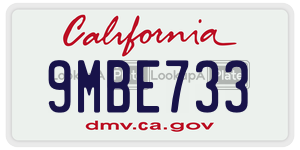 9MBE733 license plate in California