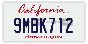 9MBK712 license plate in California