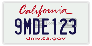 9MDE123 license plate in California