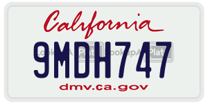 9MDH747 license plate in California