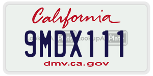 9MDX111  license plate in CA