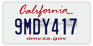9MDY417 license plate in California