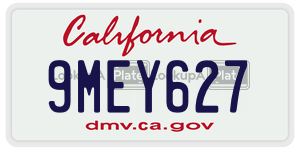 9MEY627 license plate in California