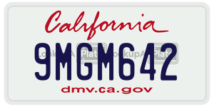 9MGM642 license plate in California