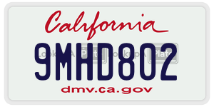9MHD802 license plate in California