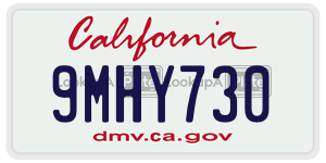 9MHY730  license plate in CA