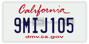 9MIJ105 license plate in California