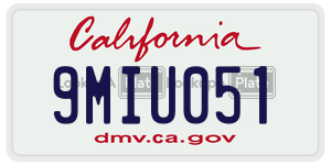 9MIU051  license plate in CA