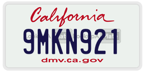 9MKN921 license plate in California
