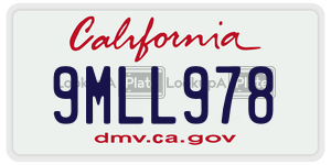 9MLL978 license plate in California