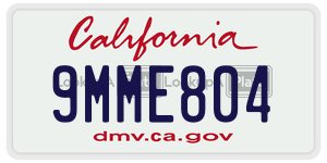 9MME804 license plate in California