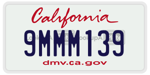 9MMM139 license plate in California