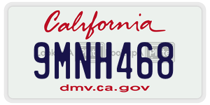 9MNH468 license plate in California