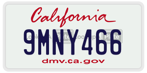 9MNY466 license plate in California