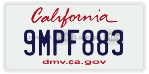 9MPF883  license plate in CA