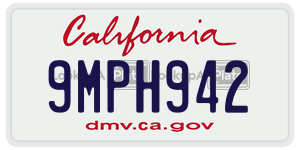 9MPH942 license plate in California
