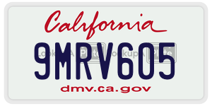 9MRV605 license plate in California