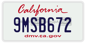 9MSB672  license plate in CA