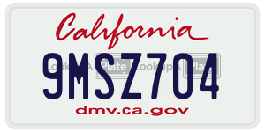 9MSZ704 license plate in California