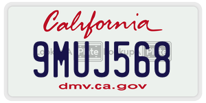 9MUJ568  license plate in CA