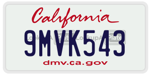 9MVK543 license plate in California