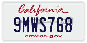 9MWS768  license plate in CA