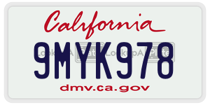 9MYK978 license plate in California