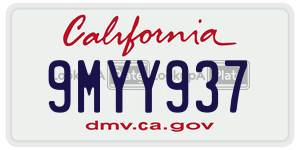 9MYY937 license plate in California
