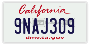 9NAJ309 license plate in California