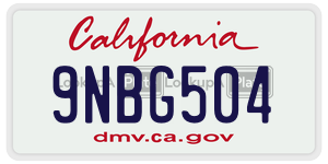 9NBG504  license plate in CA