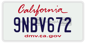 9NBV672 license plate in California