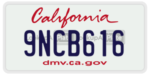 9NCB616  license plate in CA